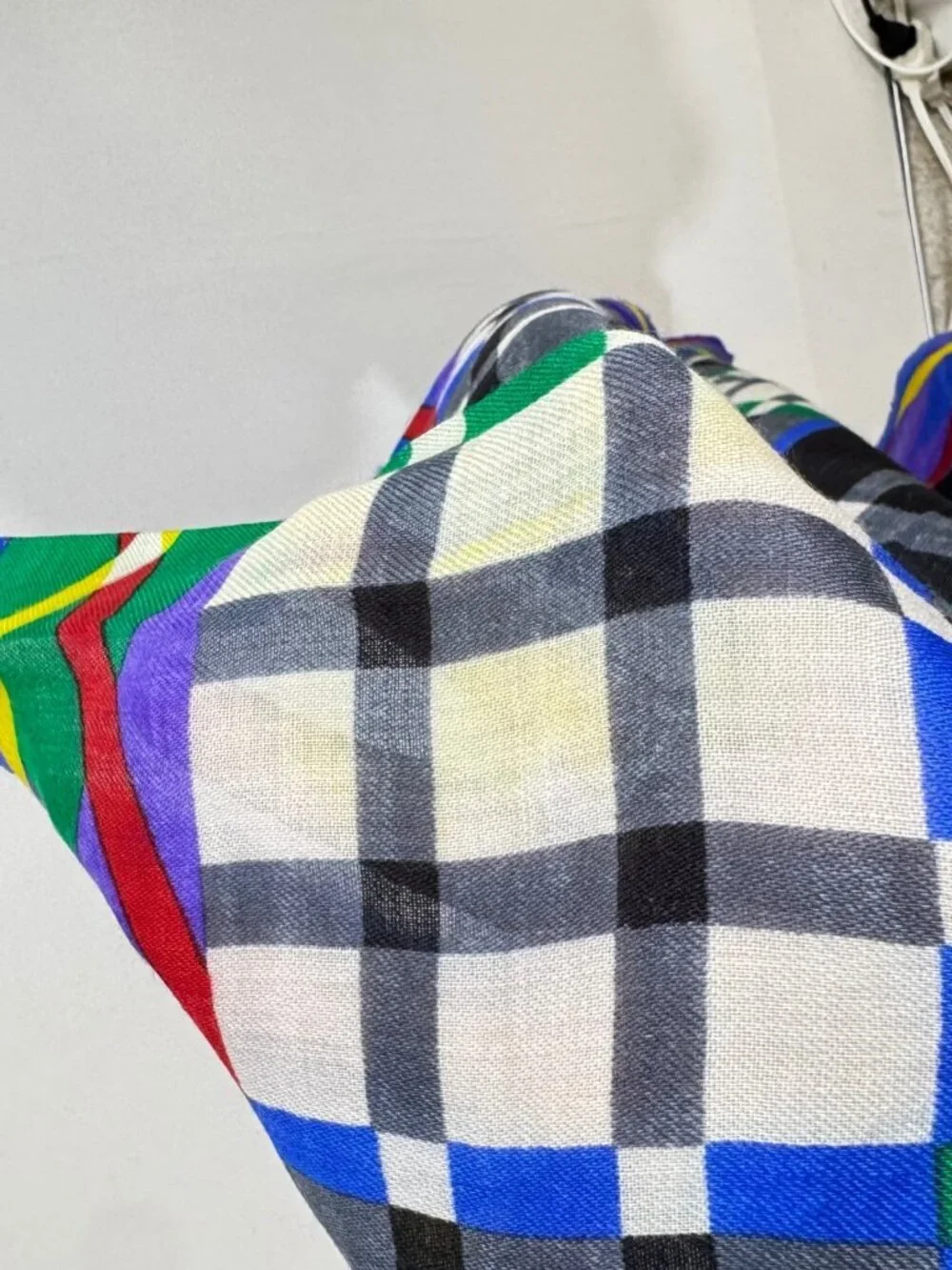 Echo Vintage Wool Scarf Geometric Colorblock Plaid Multicolor Japan Maximalist‎